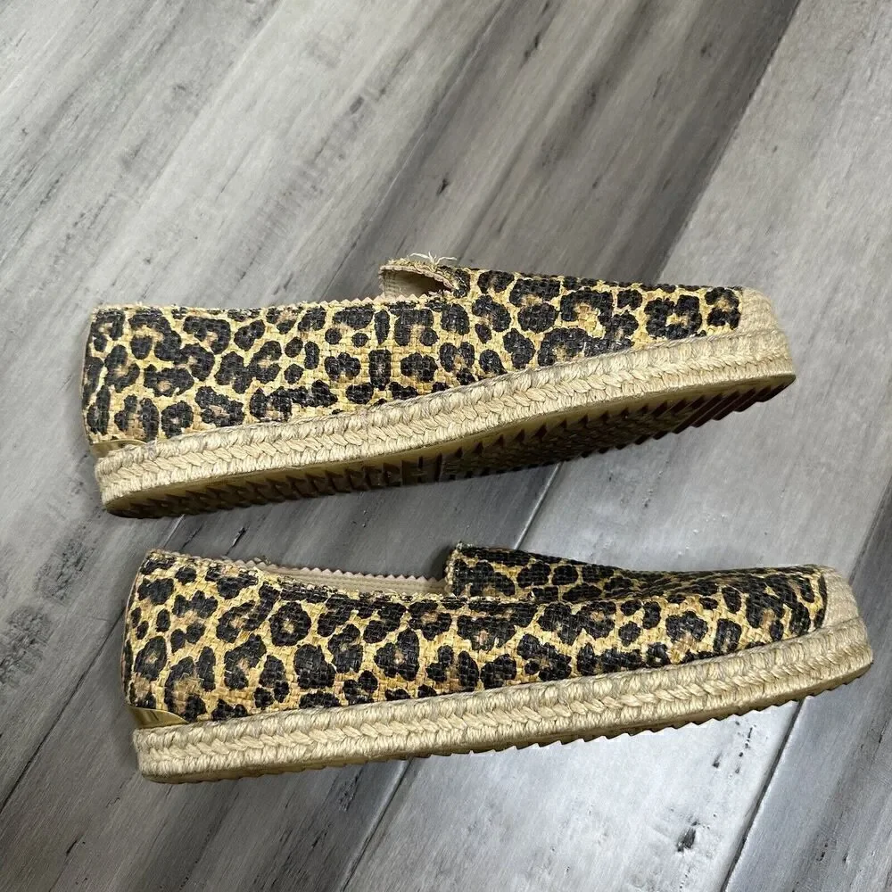 Stuart Weitzman Catalan Leopard Print Jute Raffia Espadrille Women's Size 7 M